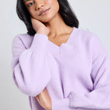 Harvest V Neck Knit Jumper - Dusty Lilac