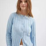 Buttoned Knit Cardigan - Blue