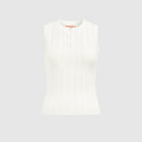 Button Knit Tank - White