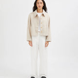 Wool Blend Crop Coat - Oatmeal