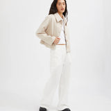 Wool Blend Crop Coat - Oatmeal