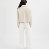 Wool Blend Crop Coat - Oatmeal