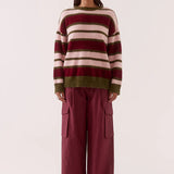 Holland Stripe Crew Knit - Pink/Plum