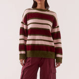Holland Stripe Crew Knit - Pink/Plum