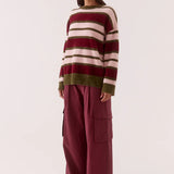 Holland Stripe Crew Knit - Pink/Plum