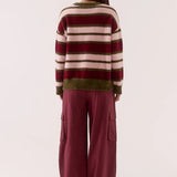 Holland Stripe Crew Knit - Pink/Plum