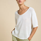 Spring Scoop Neck Tee - White