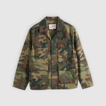 Camouflage jacket on a light gray background