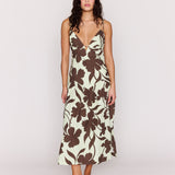 Esme Strappy Midi Dress - Chocolate Floral