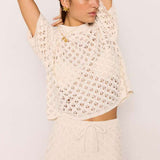 Sabine Pointelle Top - White