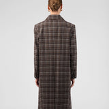 Pia Plaid Long Coat - Brown