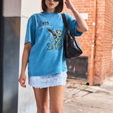Star Girl Oversize Wash Tee - Blue