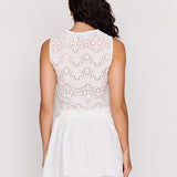 White lace dress on a plain background