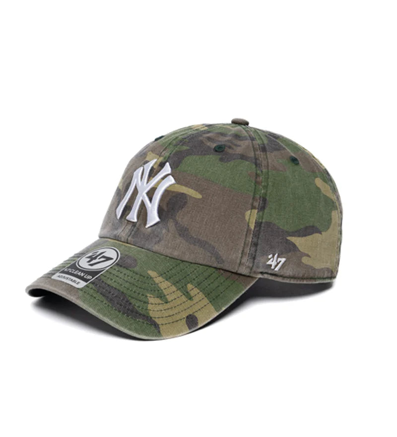 Camouflage baseball cap with a logo on a white background