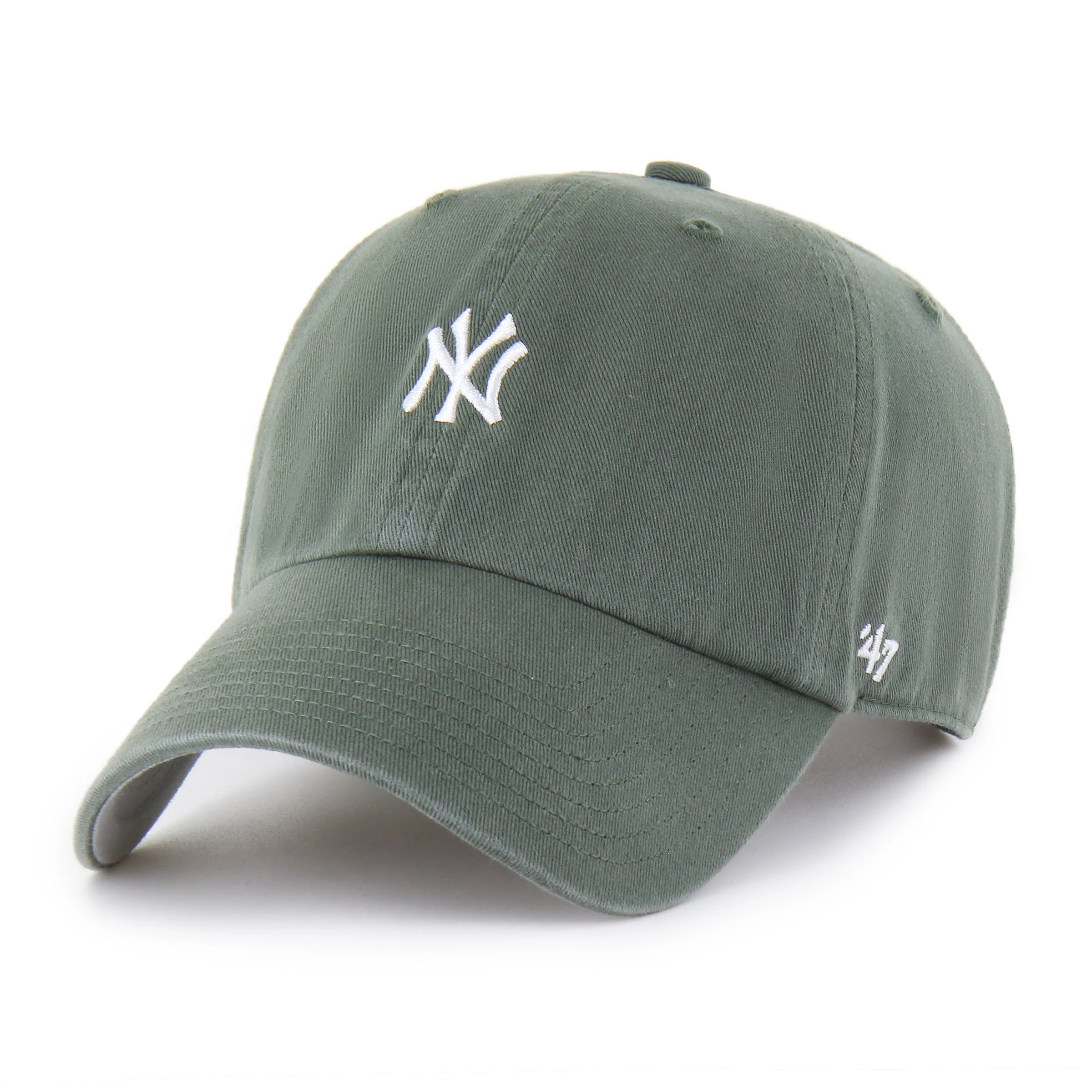 Green baseball cap with a logo on a white background