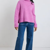 Penelope Roll Neck Knit Jumper - Fuchsia
