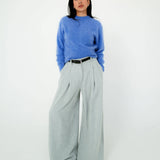 Quinn Cashmere Crew Neck Knit - Azure Blue