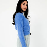 Quinn Cashmere Crew Neck Knit - Azure Blue