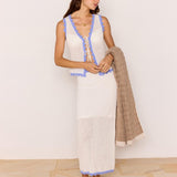 Rae Contrast Knit Top - White/ Blue