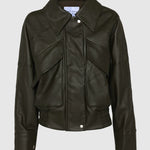 Forest leather jacket on a light gray background
