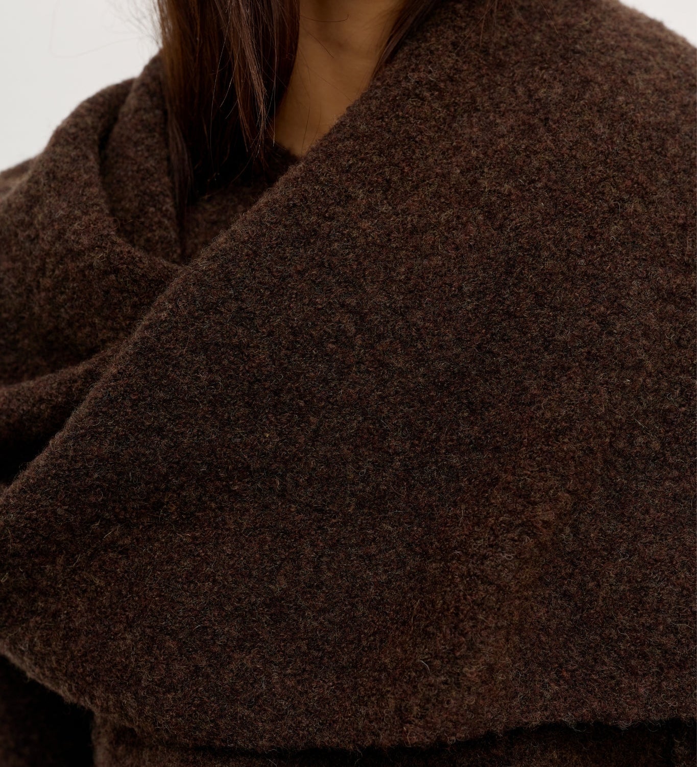 Close-up of a brown textured fabric scarf