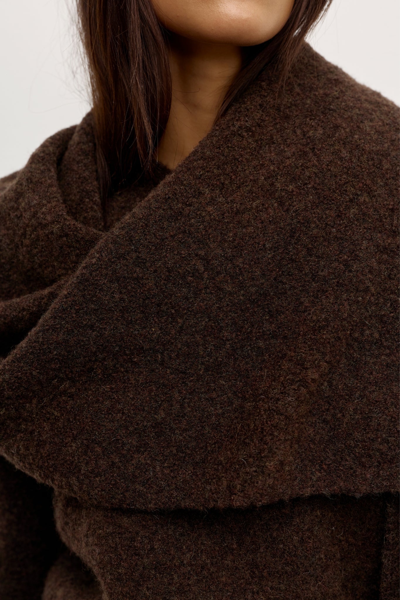 Close-up of a brown textured fabric scarf