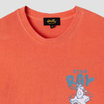 Orange t-shirt with 'Stan Ray' graphic design on a light gray background