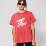 Washed Red Stacked Logo Tee