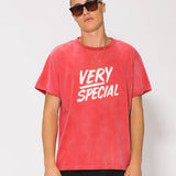 Washed Red Stacked Logo Tee