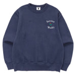 Navy blue sweatshirt with 'Service Works' text on a white background