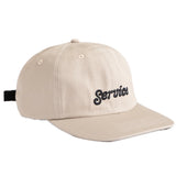 Beige cap with 'Service' embroidery on a white background