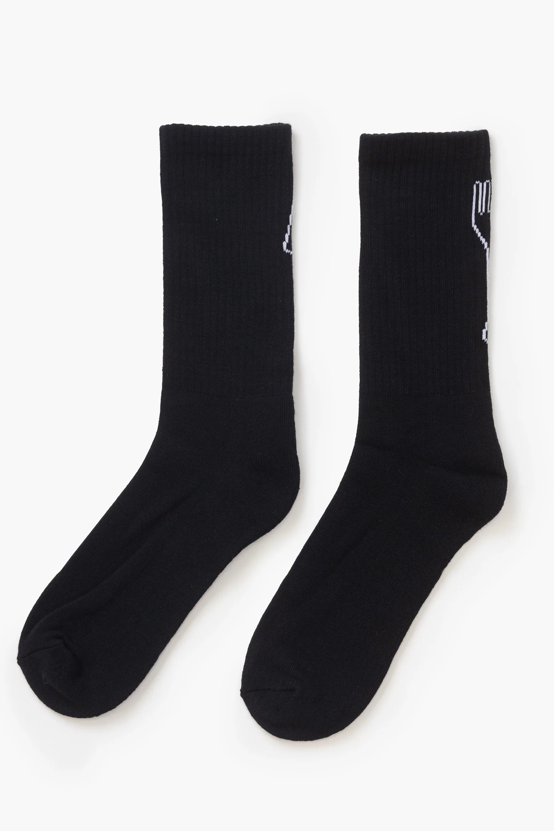 Pair of black socks on a white background