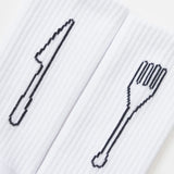 Knife & Fork Socks - White