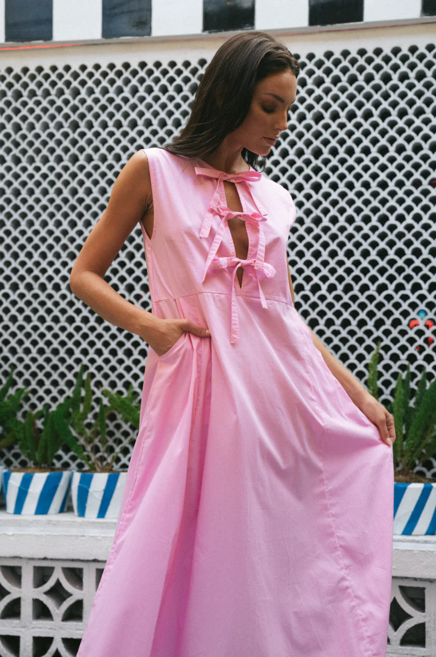 Lombok Dress - Pink Cotton Poplin