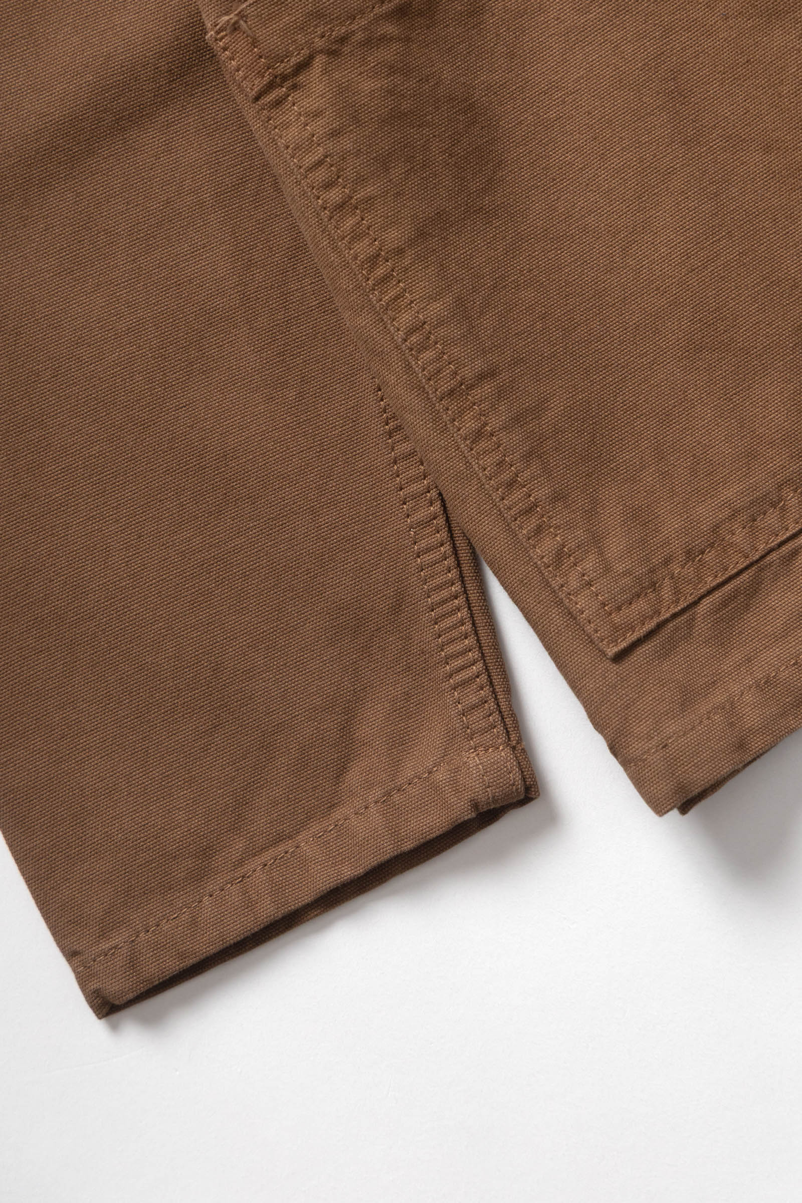 Close-up of brown pants on a white background