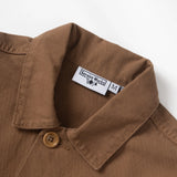 Brown shirt collar with a label on a white background