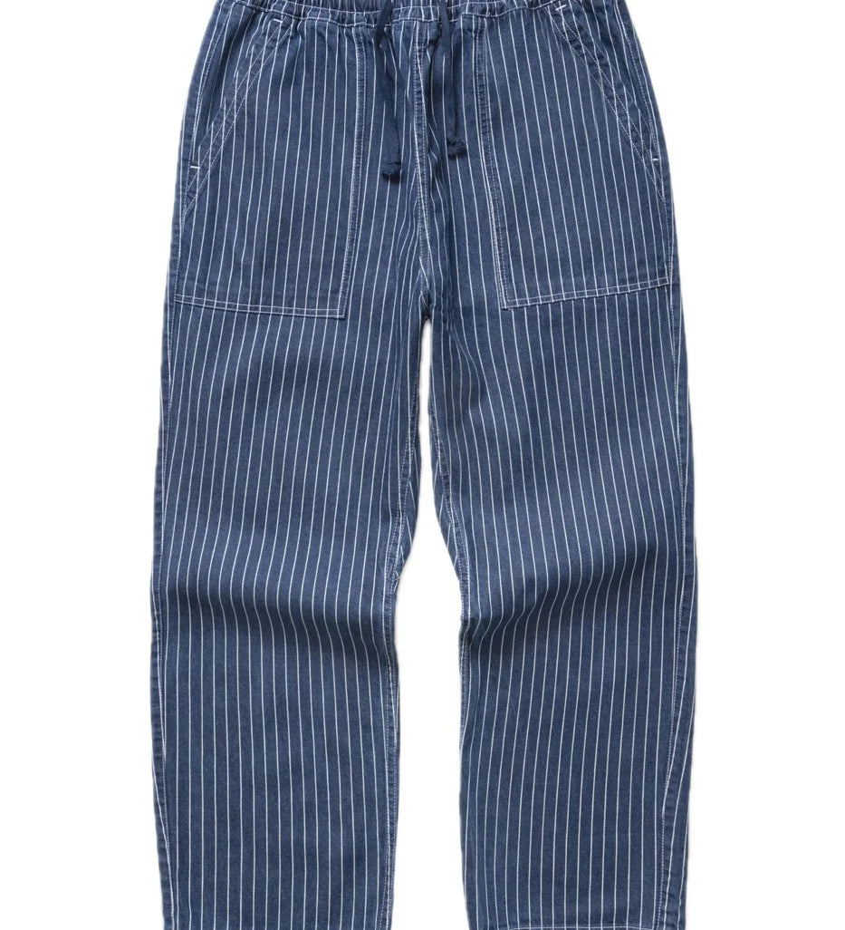 Blue striped pants on a white background