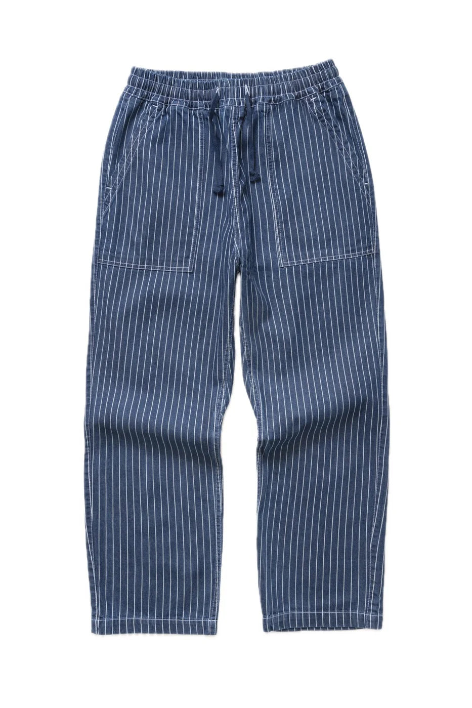 Blue striped pants on a white background