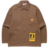 Brown jacket with a patch on a white background