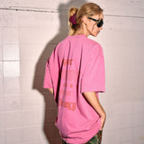 No Vacancy Tee - Dark Pink Acid Wash