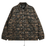 Camouflage quilted jacket on a white background