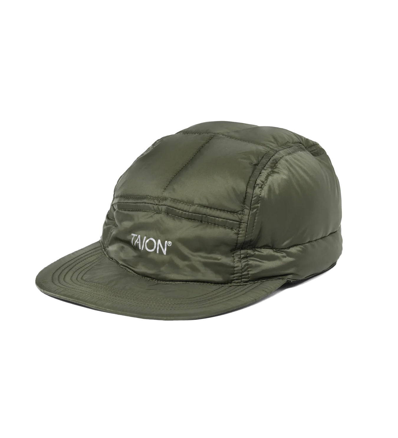 Green cap with a brand logo on a white background