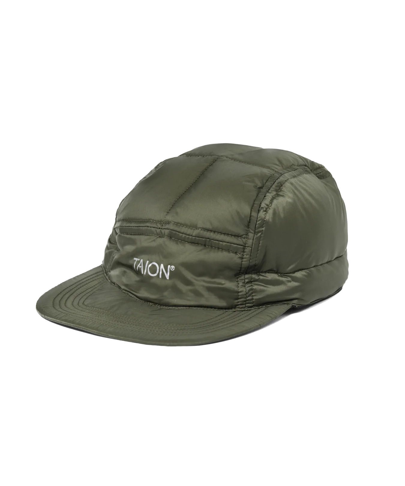 Green cap with a brand logo on a white background