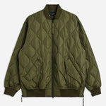Quilted green jacket on a white background