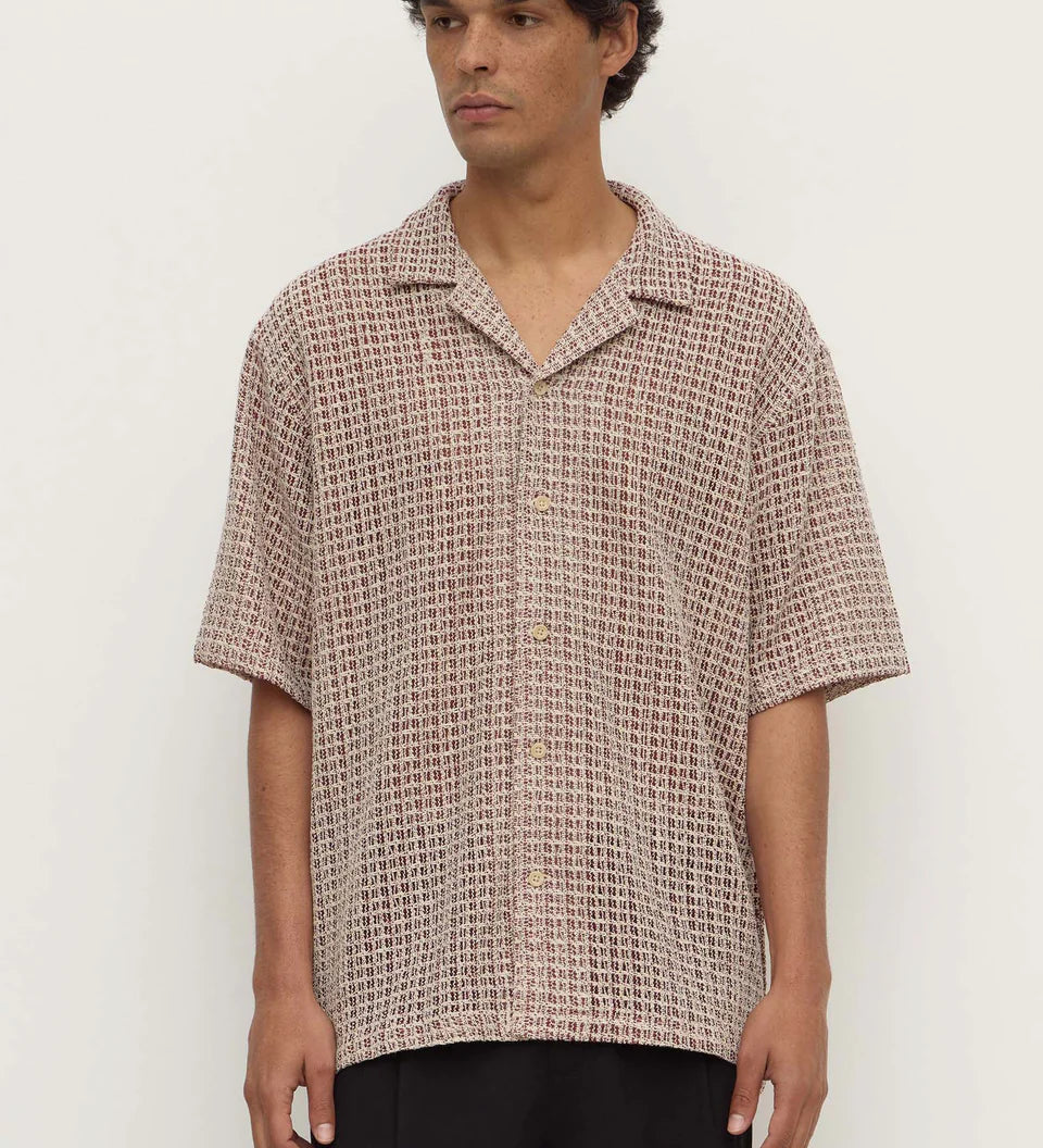 Watson SS Shirt - Cream/Burgundy