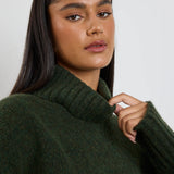 Zealous Roll Neck Knit Jumper - Dark Khaki