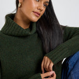 Zealous Roll Neck Knit Jumper - Dark Khaki