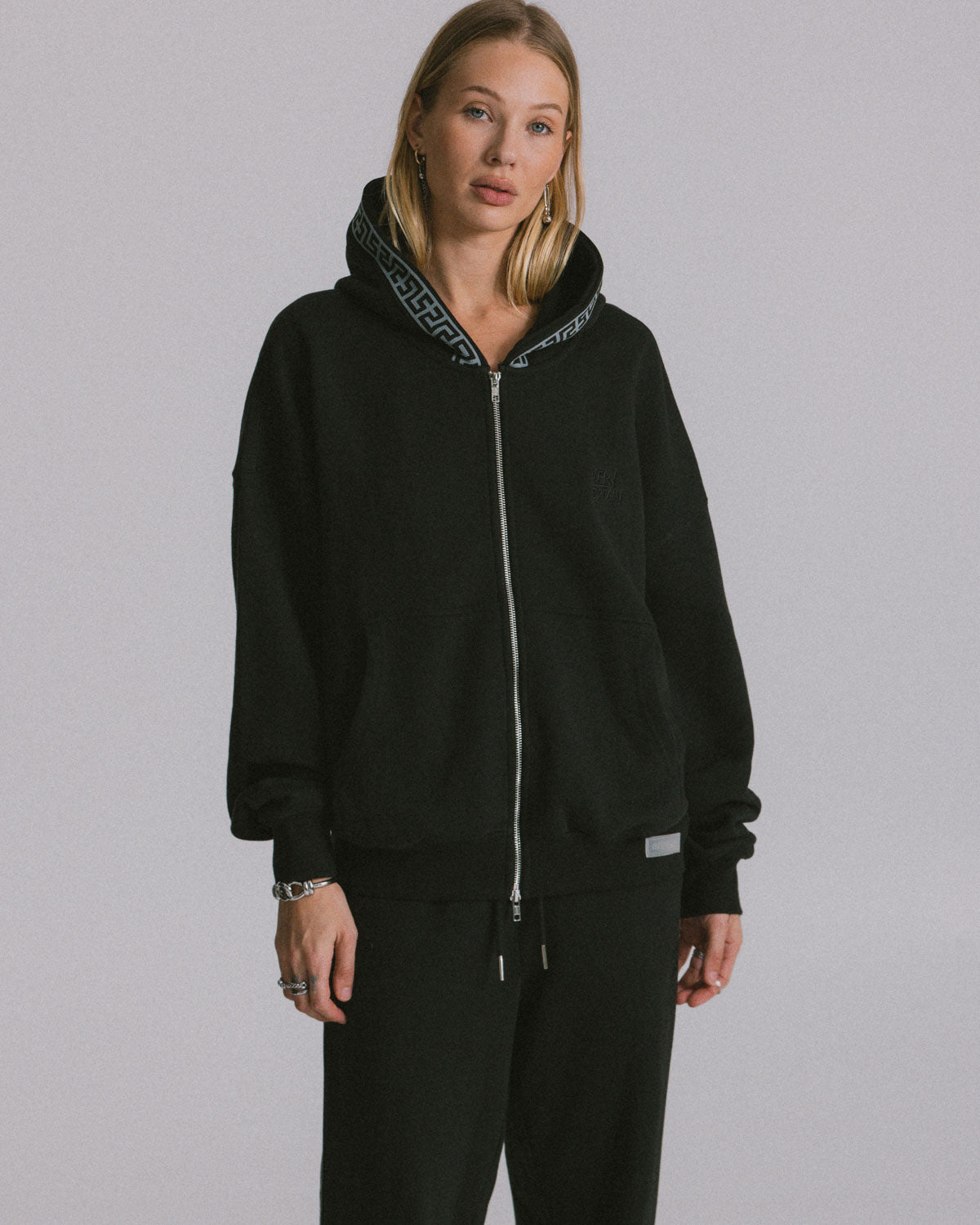 Fleece Zip Geo hoodie