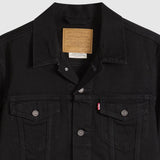 Black Levi's jacket with brand logo on a light gray background