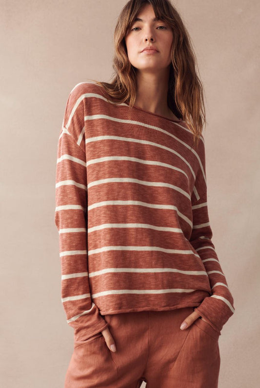 Minnie Top - Terracotta Stripe